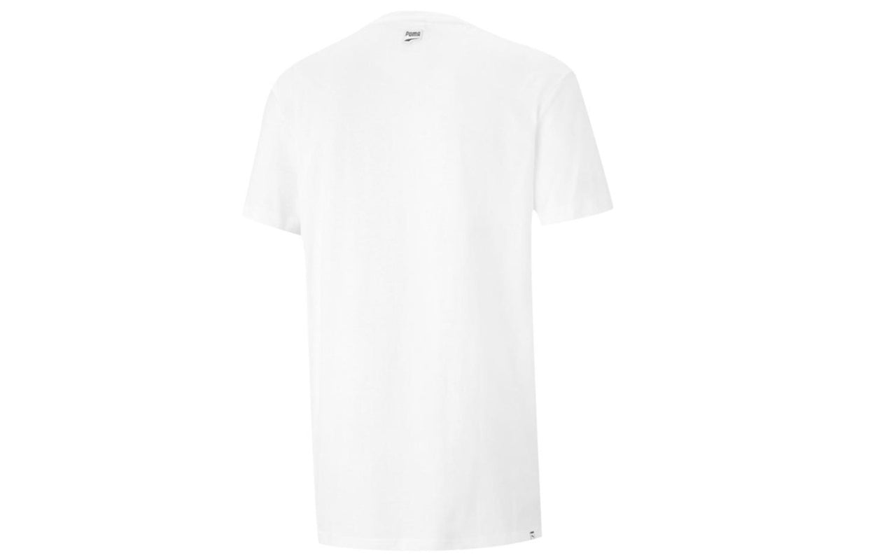 PUMA Printed Round Neck T-Shirt 'White Green' 531497-02