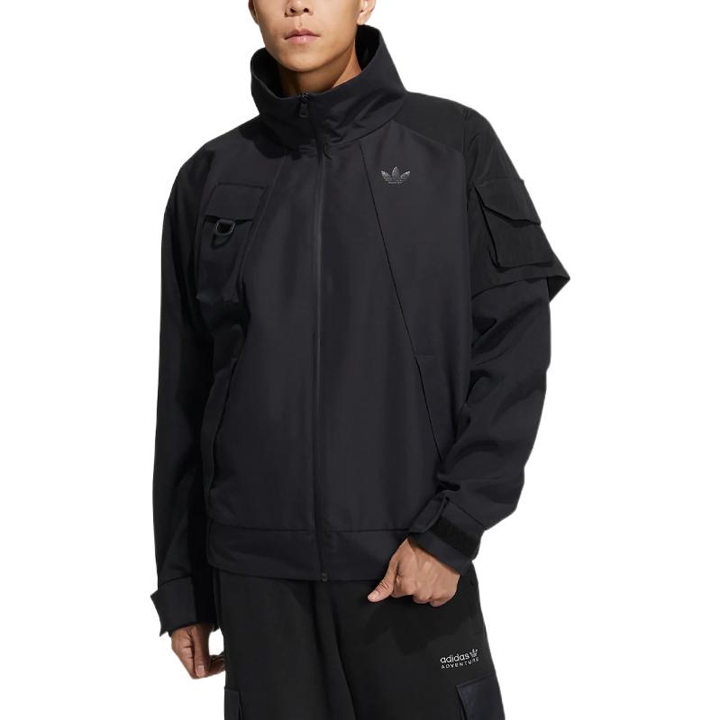 adidas originals Im Jacket Solid Color Multiple Pockets Athleisure Casual Sports Stand Collar Black HE6606