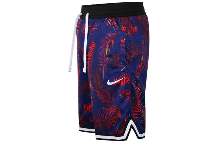 Nike Flowers Logo Printing Drawstring Basketball Shorts Blue AR1322-590