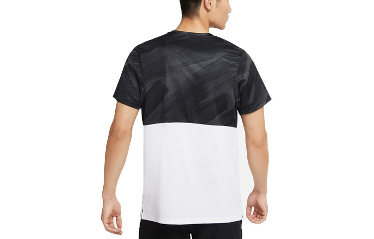 Men's Nike Logo Printing Pullover Round Neck Short Sleeve Black White T-Shirt DD1716-060