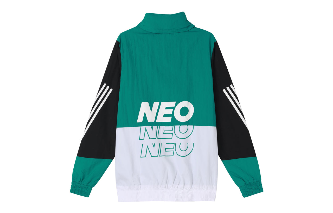 adidas neo M SS WRMLN WB Sports Windbreaker Jacket White Green Colorblock GE5499