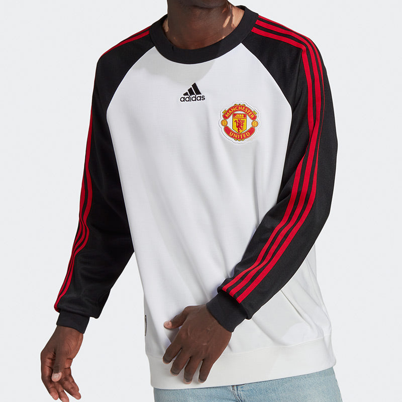 Men's adidas Knit Soccer/Football Colorblock Sports Round Neck White H64071