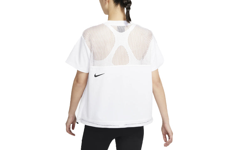 (WMNS) Nike Sportswear Tech Pack Logo Printing Round-neck Tee White DC8116-100