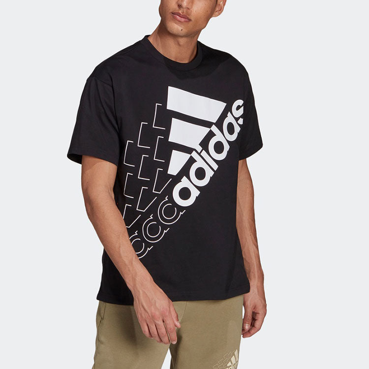 adidas Sports Stylish Round Neck Printing Logo Short Sleeve Couple Style Black GS8749