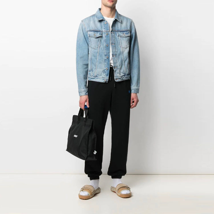 Off-White Men's SS21 Logo Jeans Jacket Oversize Blue OMYE054S21DEN0054401