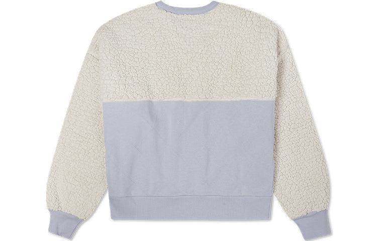 (WMNS) Converse Splicing Lamb's Wool Round Neck Pullover Milk White Hoodie 10022348-A04