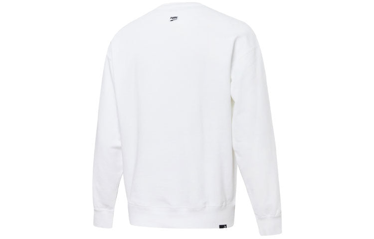 PUMA Downtown Graphic Crew Tr Living Series Logo Pattern Printing Knit Round Neck Pullover White 533677-02