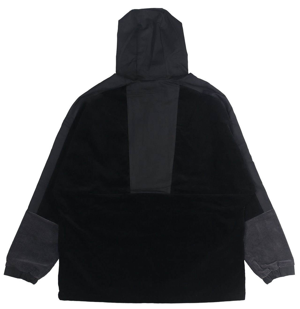 adidas M Corduroy Ank Half Zipper Splicing Sports hooded Logo Jacket Black HD0365