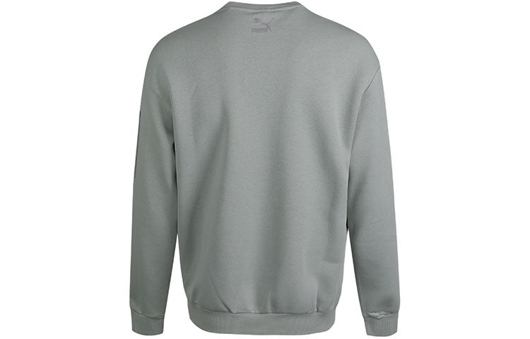 PUMA Living Series Sports Fleece Lined Stay Warm Round Neck Knit Pullover Gray Green 530291-49