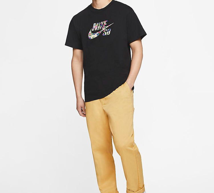 Nike SB Flowers Logo Skateboard Short Sleeve Black CU0311-010