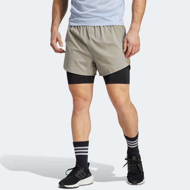 adidas Designed 4 Running 2-in-1 Shorts 'Silver Pebble' IB8933