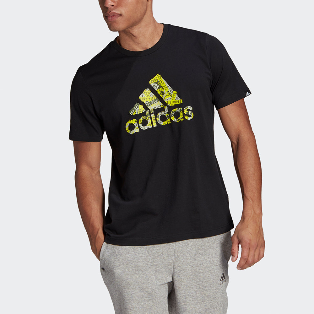 adidas M Bos Brtp Fll Alphabet Logo Round Neck Sports Short Sleeve Black GL3699