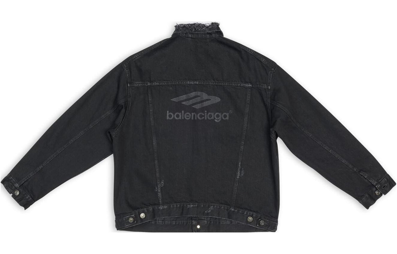Balenciaga 3B Sports Icon Denim Jacket Large Fit 'Black' 704298TBP471029