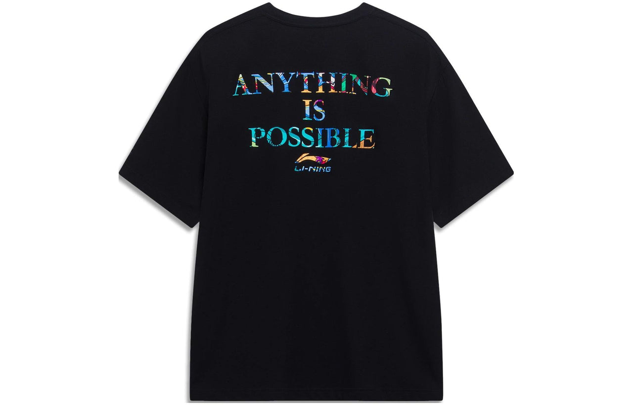 Li-Ning Logo Sportslife Casual T-Shirt 'Black' AHST177-4