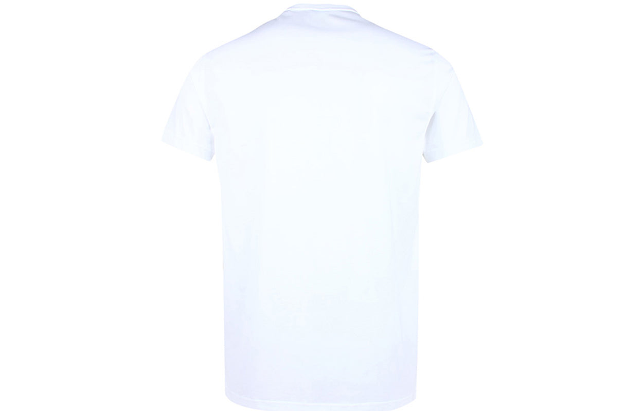 Men's Burberry Logo Embroidered Pattern V neck Cotton Short Sleeve White 80172581