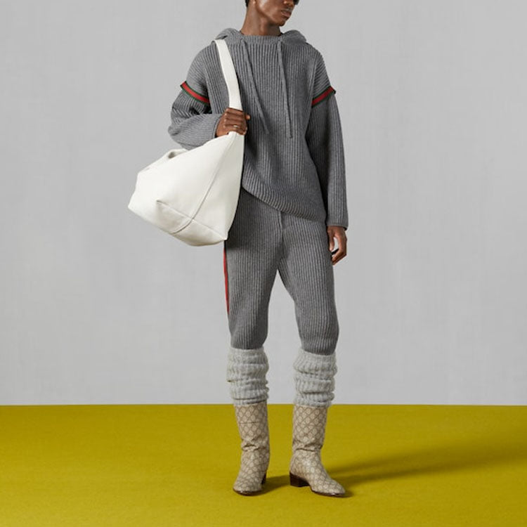 Gucci Wool Cashmere Pants With Web 'Grey' 758113-XKDH3-1160