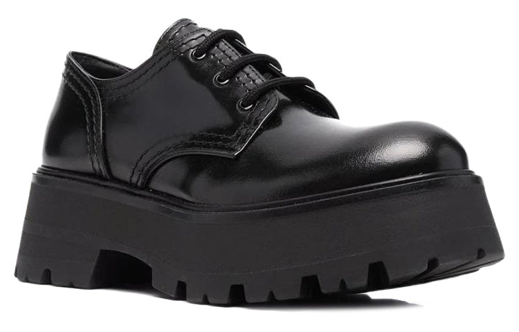 (WMNS) Alexander McQueen Wander Lace-Up Loafers 'Black' 700079WIC611000