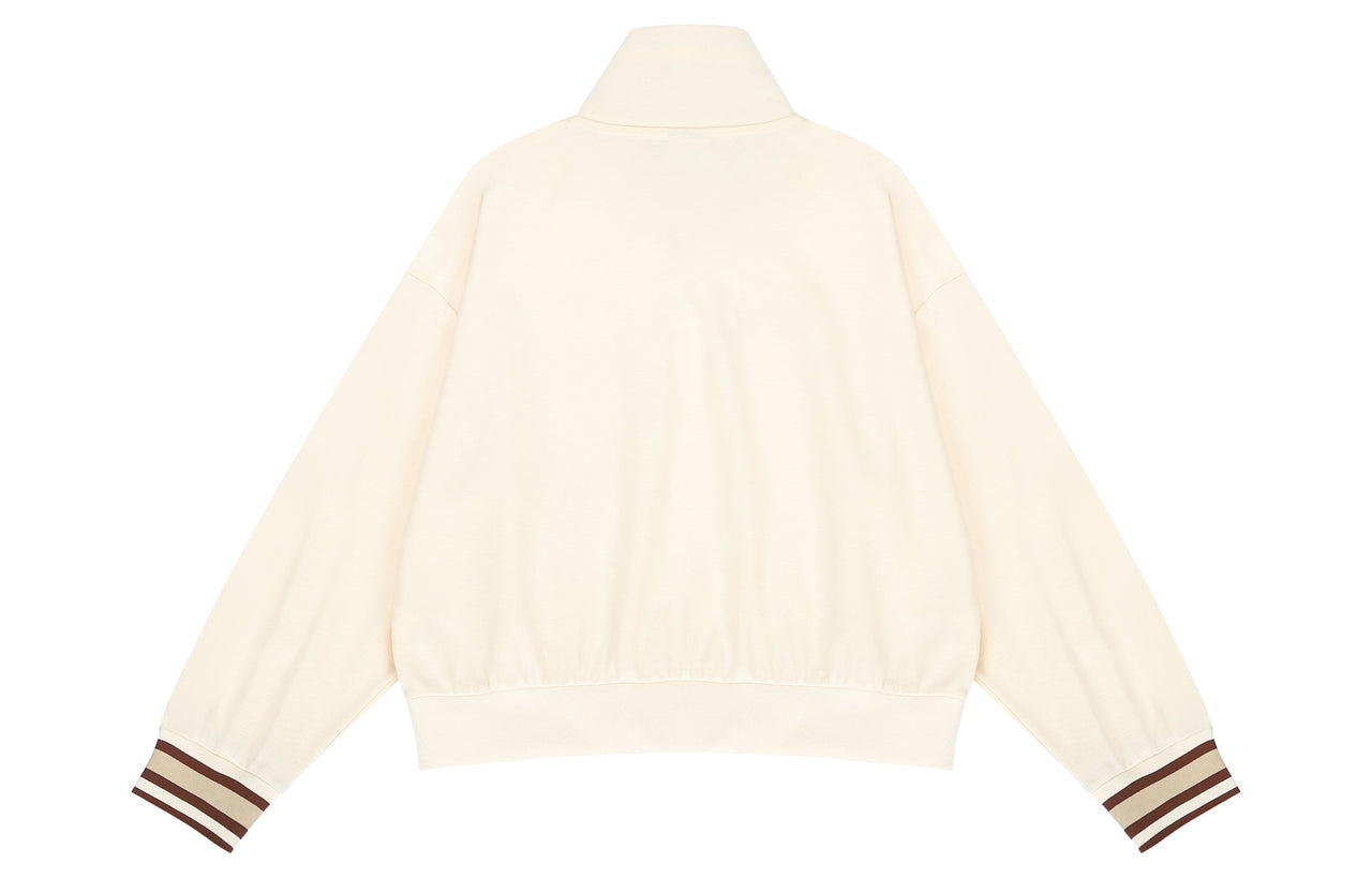 (WMNS) New Balance Half Zip Sweatshirt 'Cream White Red' AWT23561-MCU
