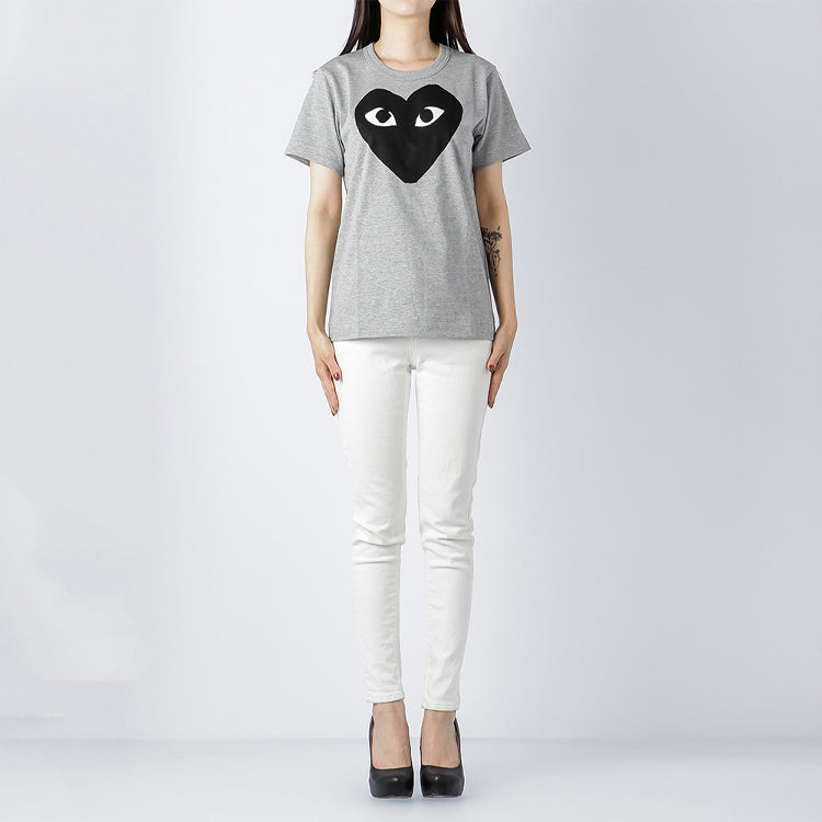 (WMNS) COMME des GARCONS PLAY Heart Logo Tee 'Grey Black' AZ-T083-051-1