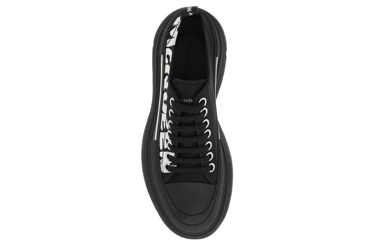 (WMNS) Alexander McQueen Tread Slick Low Lace Up Graffiti Shoes 'Black White' 708753W4RQ21006