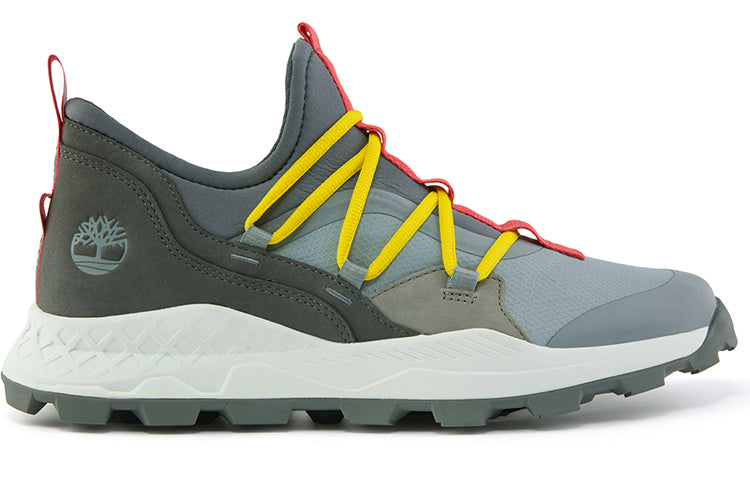 Timberland Brooklyn Leather and Fabric Oxford Trainers 'Medium Grey Mesh with Red' A2HTBW