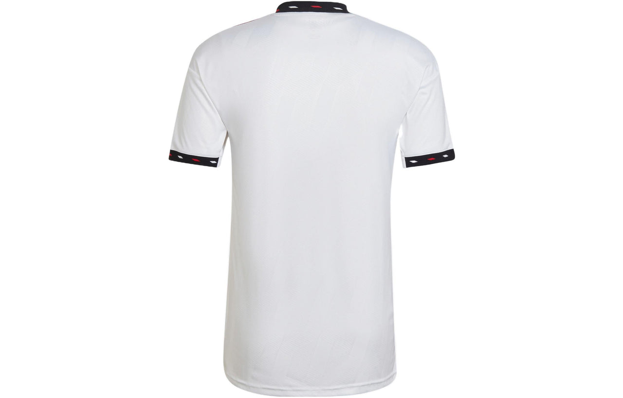 adidas Manchester United Fan Edition Soccer/Football V neck Stripe Logo Short Sleeve White H13880