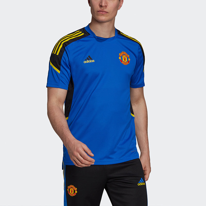 Men's adidas Training Sports Short Sleeve Soccer/Football Jersey 20-21 Season Manchester United Blue GS2415