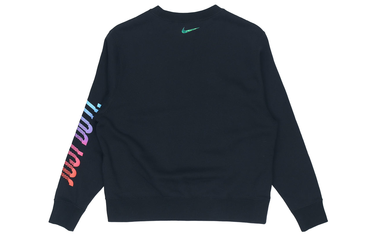(WMNS) Nike Sportswear Logo Fleece Crew Sweatshirt 'Black Multi' DC3941-010