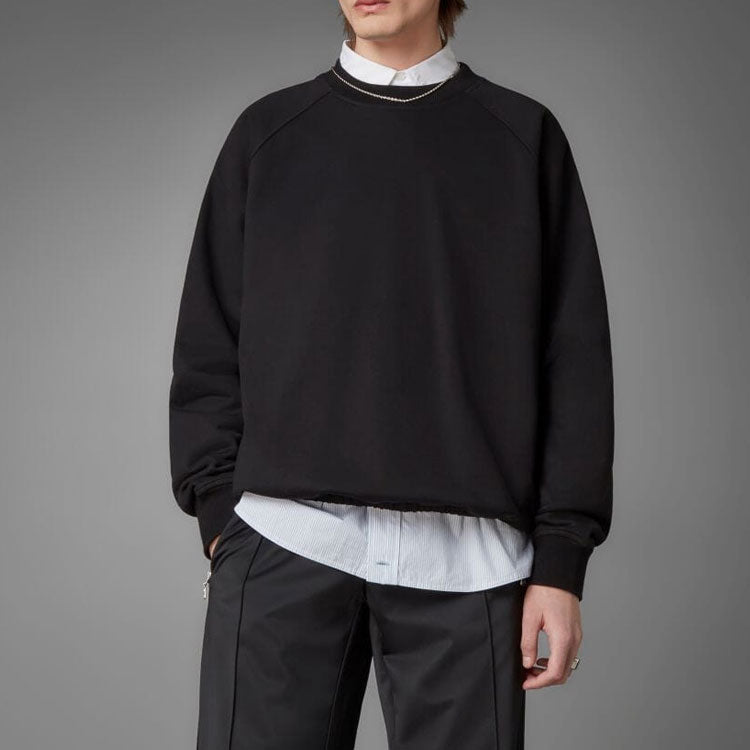 Men's adidas originals Solid Color Loose Casual Round Neck Pullover Black HD2242