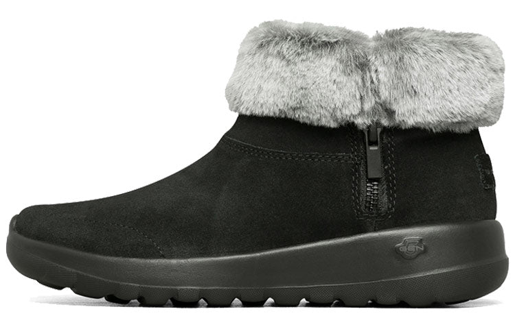 (WMNS) Skechers On-The-Go Joy Snow Boots Fur 'Black White' 144003-BKGY