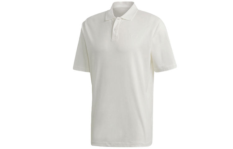 Men's Y-3 Solid Color Logo Polo Shirt White FN3356