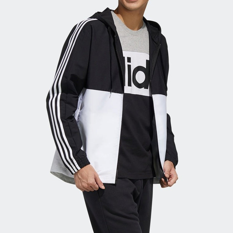 adidas hooded track Jacket Black White Splicing FL8627