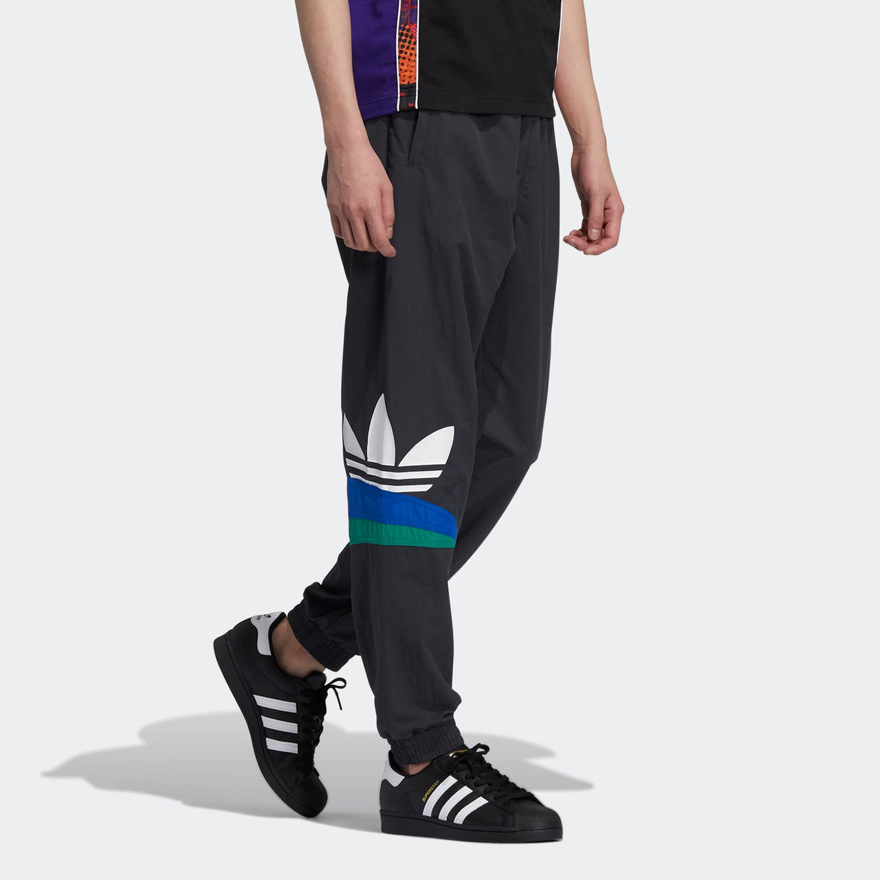 Men's adidas originals Ts Pant Large Logo Printing Contrasting Colors Sports Bundle Feet Autumn Black Pants HF5945