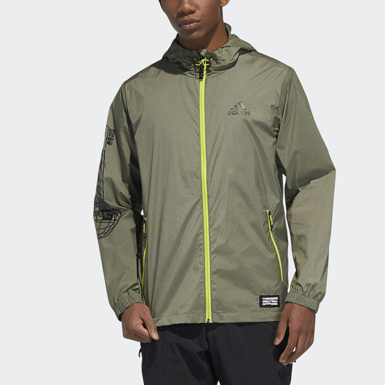 adidas Outdoor Athleisure Casual Sports Hooded Jacket Green HB8916