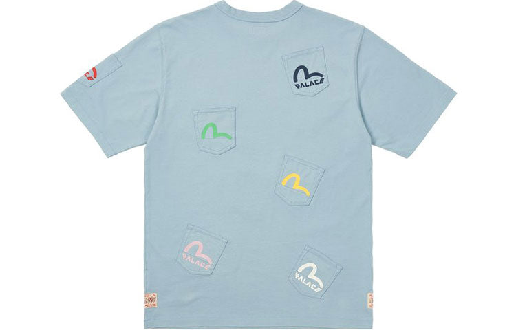 Palace X Evisu Multi Pocket T-Shirt Dusty Blue Logo T-Shirt 'Blue' P21EVTS003