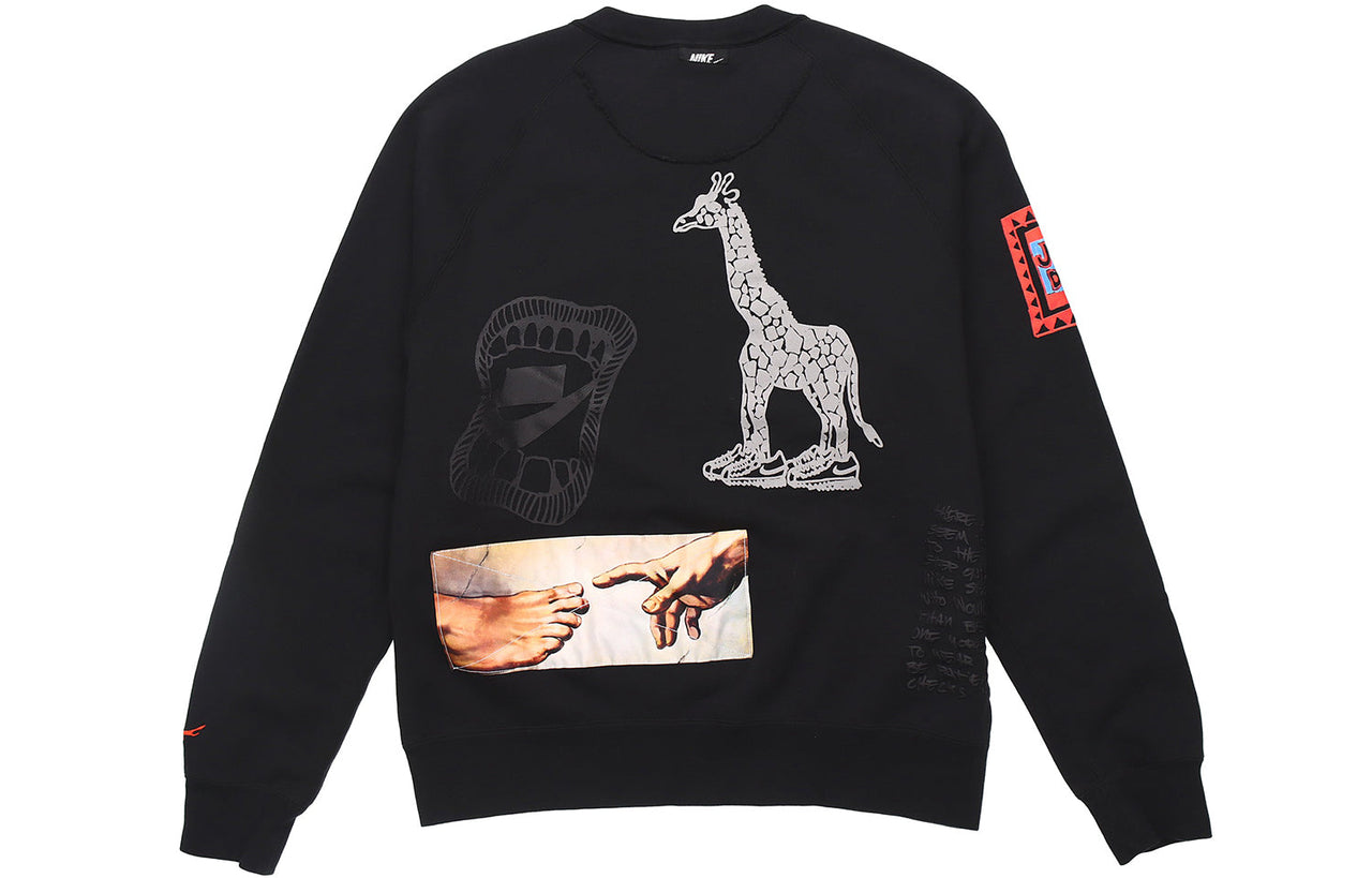 Nike Sportswear NSW 3M Reflective Graffiti Printing Round Neck Pullover Black CJ5056-010