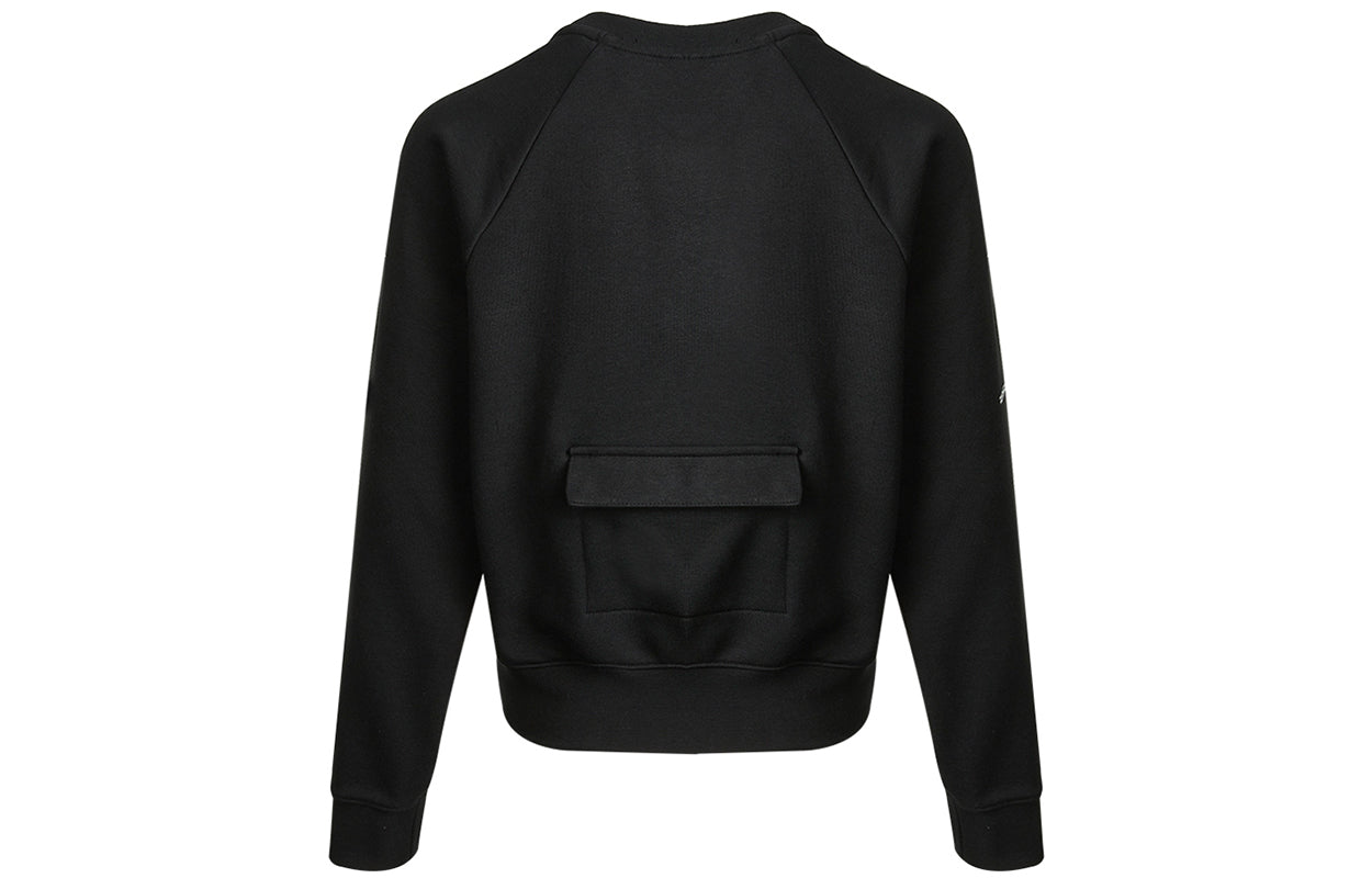 (WMNS) Nike Sportswear Swoosh Casual Sports Round Neck Black Hoodie CZ8891-010