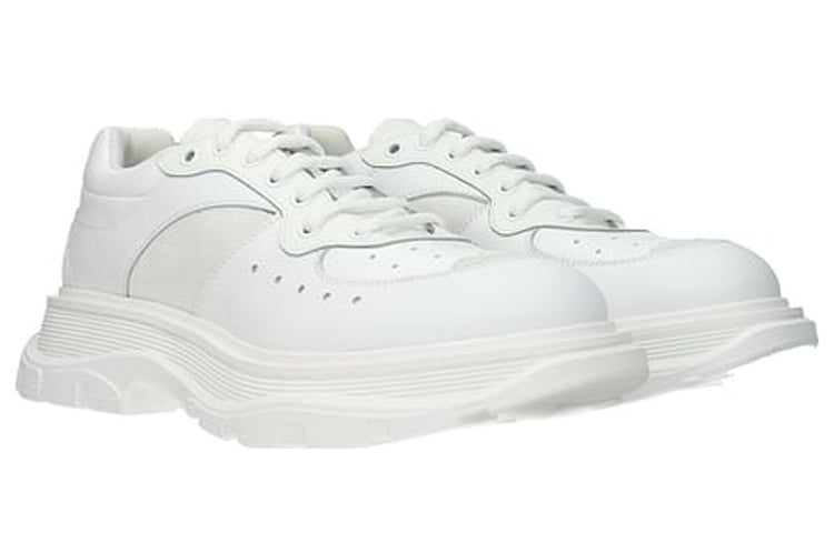 Alexander McQueen Tread Suede-panelled Leather Trainers 'White' 627222WHRH59071