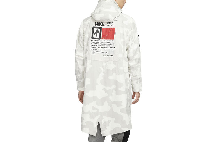Nike Sportswear Sports Windproof Camouflage Printing mid-length hooded Windbreaker Jacket White CK2537-072