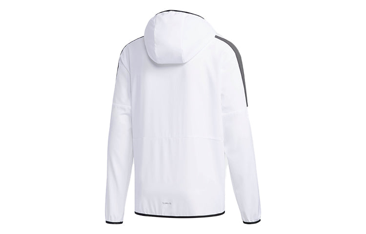adidas Casual Sports Contrasting Colors hooded Woven Jacket White DV0941