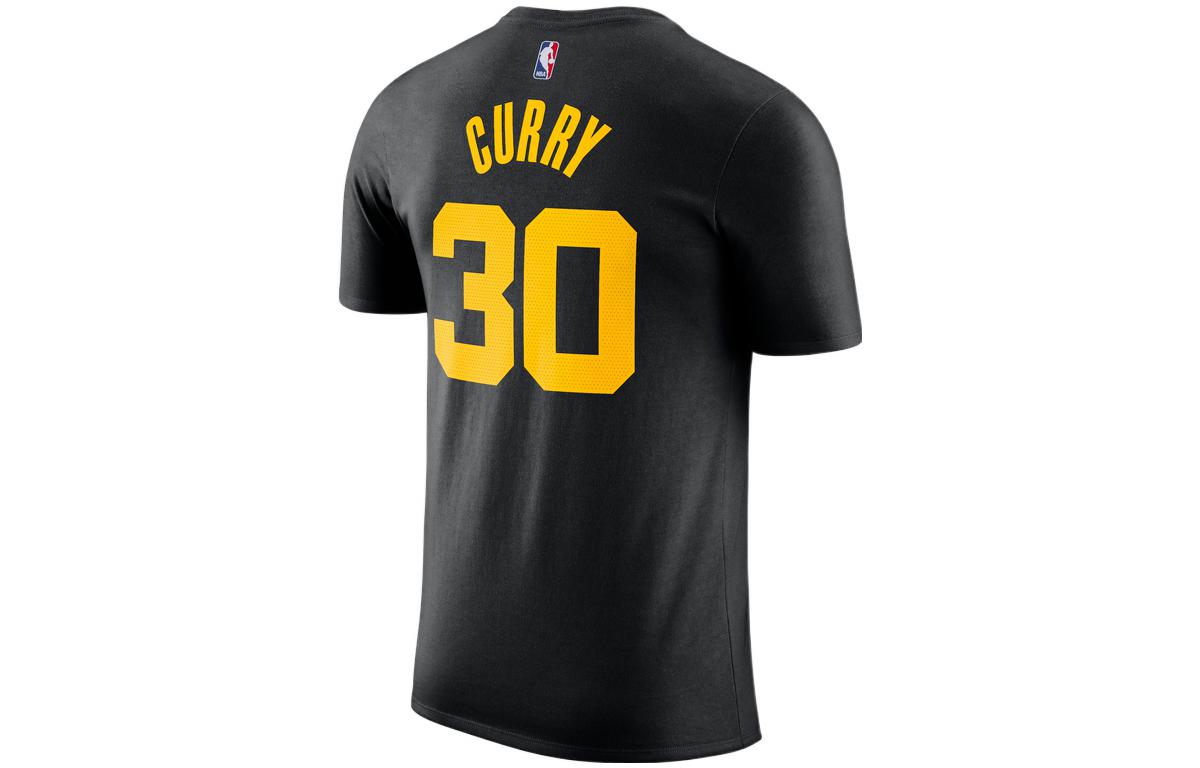 Men's Nike Golden State Warriors Curry Numeric Alphabet Pure Cotton Round Neck Pullover Short Sleeve Black T-Shirt DA7375-013