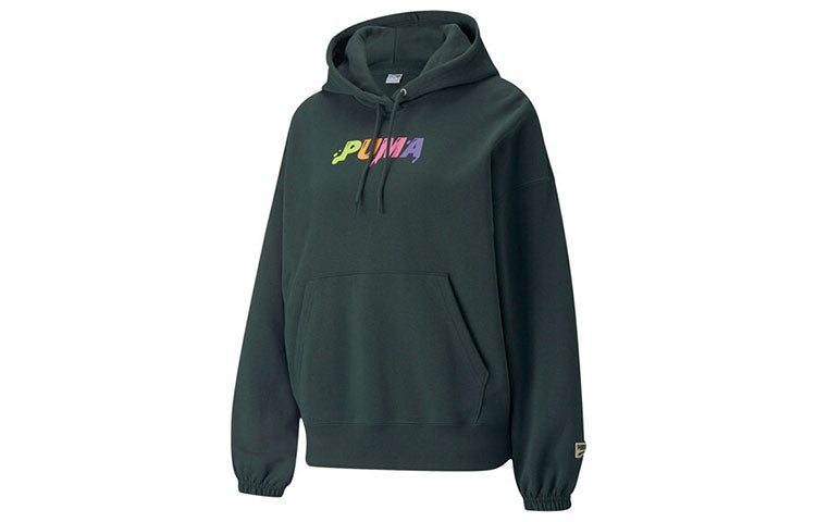 (WMNS) PUMA Downtown Graphic Hoodie Green 533049-80