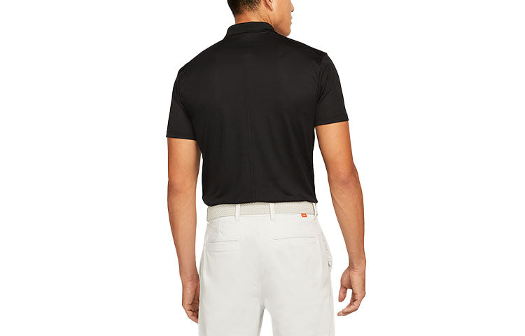 Nike Casual Breathable Solid Color Golf Short Sleeve Polo Shirt Black DH0827-010