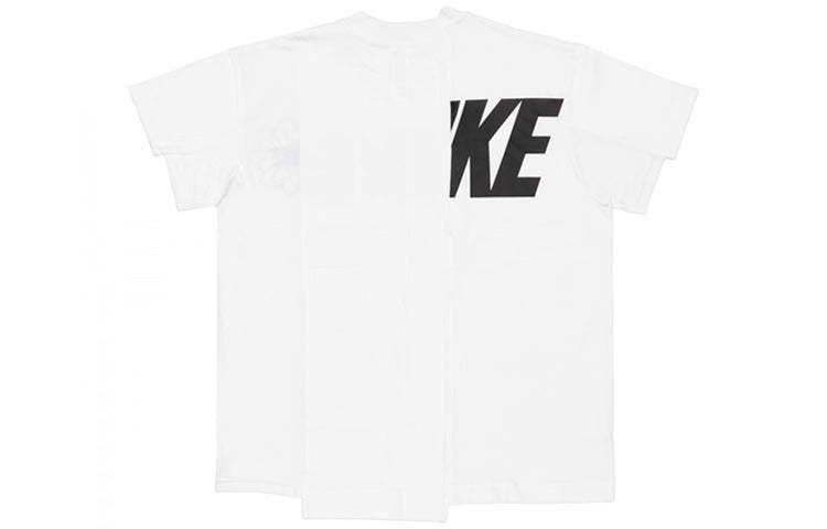 (WMNS) Nike x sacai Splicing Logo Short Sleeve T-Shirt 'White' CD6311-100