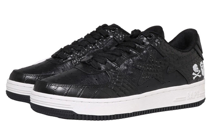 NEIGHBORHOOD x A BATHING APE Bape STA Leather Low 'Black' 1J23-191-901-BLCK