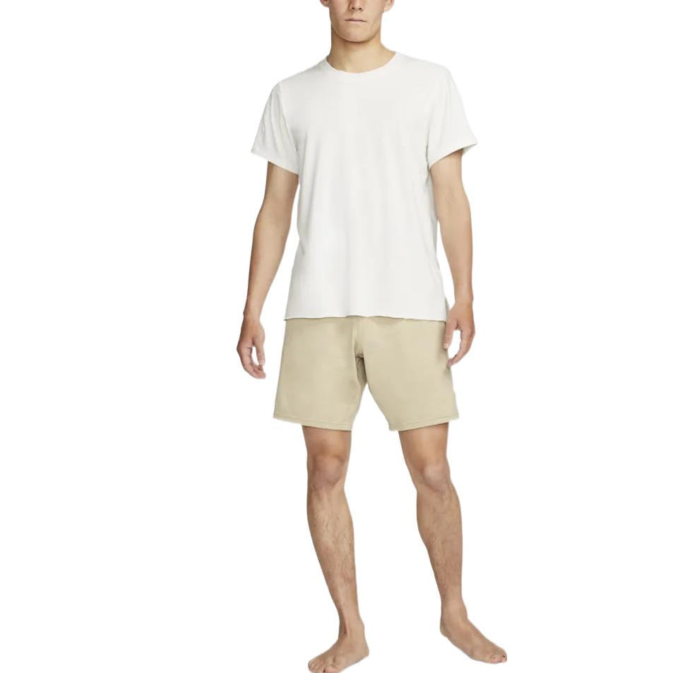 Men's Nike Yoga Dri-FIT Moisture Conduction Quick Dry Solid Color Round Neck Short Sleeve Light Grey T-Shirt DM7826-133