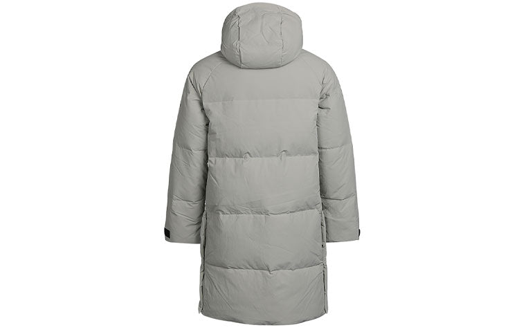 adidas Solid Color Zipper hooded down Jacket Gray FT2489
