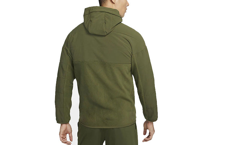 Men's Nike Sports Living Series Solid Color Logo Printing Hooded Casual Jacket Green DD2129-326