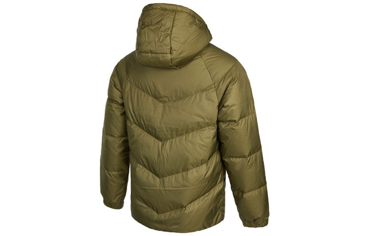 adidas Solid Color Sports Stay Warm hooded down Jacket Green H20785