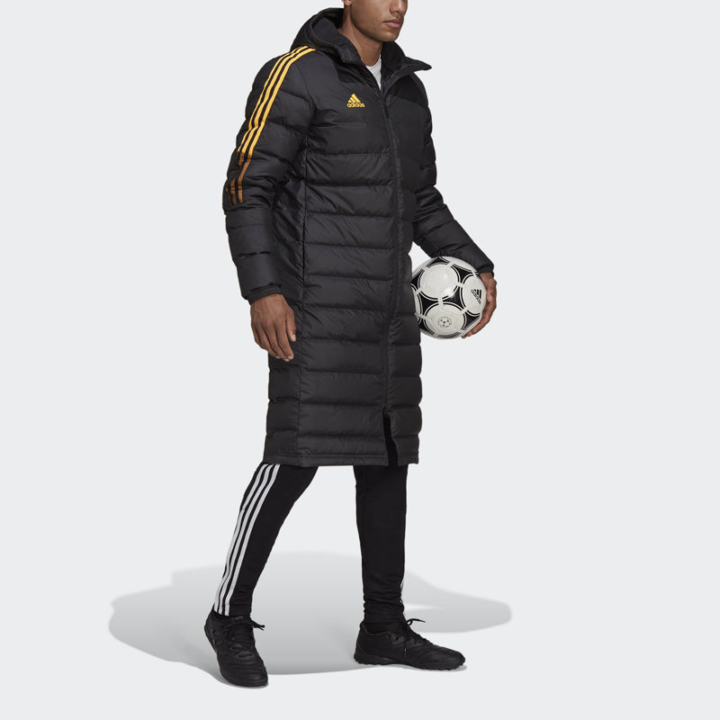 Men's adidas Small Logo Mid-Length Hooded Down Jacket Black H38731